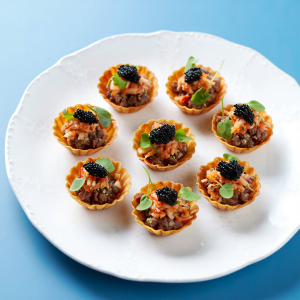 6 (1) 奧斯特拉魚子醬泡菜牛肉他他小撻