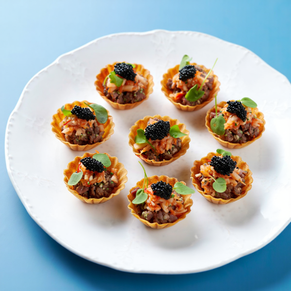 奧斯特拉魚子醬泡菜牛肉他他小撻